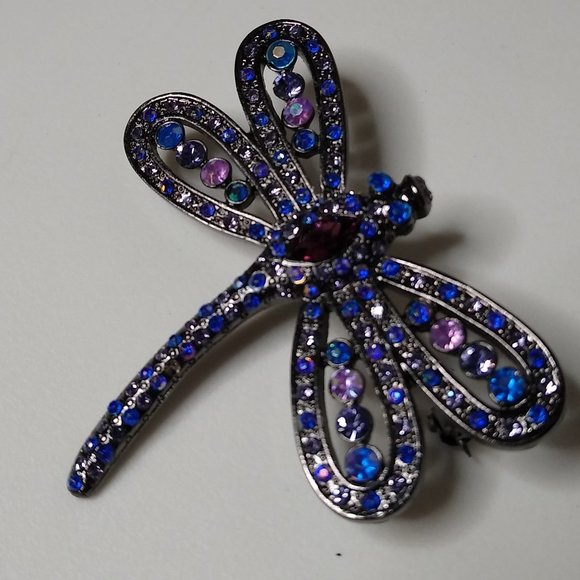 Blue And Purple Dragonfly Brooch - Picture 1 of 15